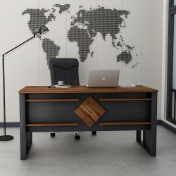 Boss Ofis Masası Antrasit Kemençe, Modern ve Şık Çalışma Masası (Sandalye Dahil Değildir)