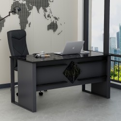 Boss Ofis Masası Antrasit Royal Mermer, Modern ve Şık Çalışma Masası (Sandalye Dahil Değildir)