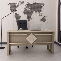 Boss Ofis Masası Kumtaşı Traverten, Modern ve Şık Çalışma Masası (Sandalye Dahil Değildir)