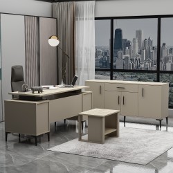 Branco Ofis Takımı 3’lü Set Kumtaşı Traverten Masa, Sehpa, Konsol