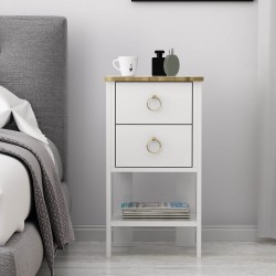 Cevher 2 Çekmeceli Komodin Beyaz Cevher 2 Çekmeceli Komodin Beyaz