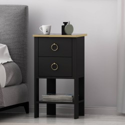 Cevher 2 Çekmeceli Komodin Siyah Royal Mermer