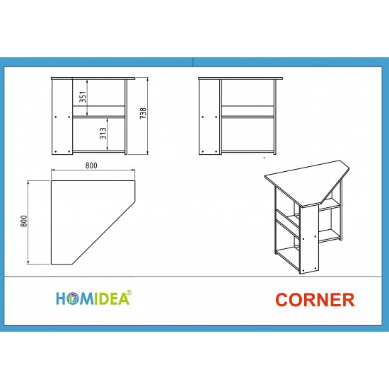 Corner Çalışma Masası Kemençe Beyaz