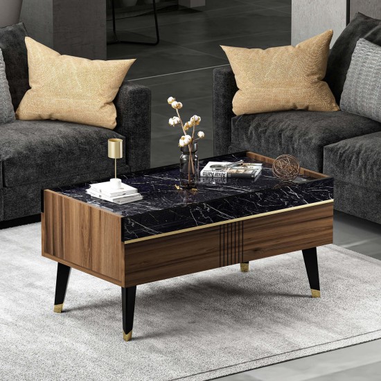 Karya Orta Sehpa Ceviz Royal Mermer