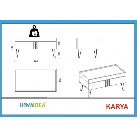 Karya Orta Sehpa Ceviz Royal Mermer