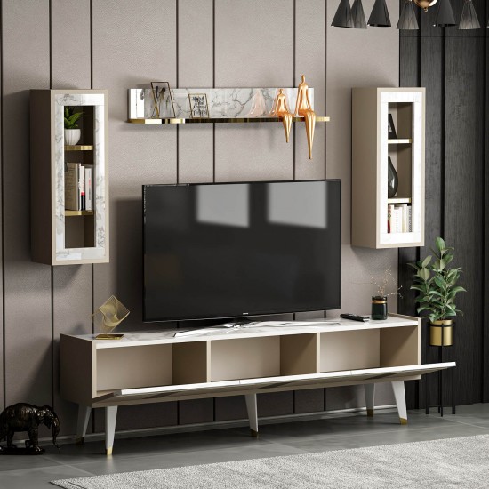 Karya TV Ünitesi Kumtaşı Beyaz Mermer