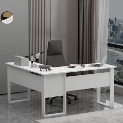 Landi Ofis Masası Beyaz Kemençe