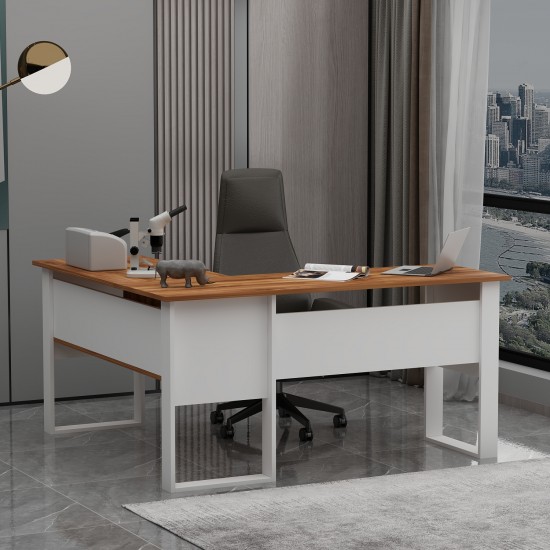 Landi Ofis Masası Beyaz Kemençe