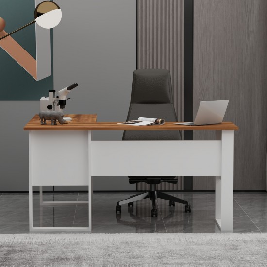 Landi Ofis Masası Beyaz Kemençe