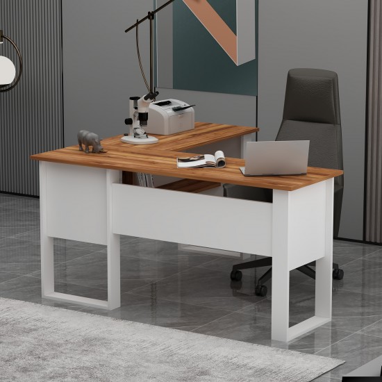 Landi Ofis Masası Beyaz Kemençe