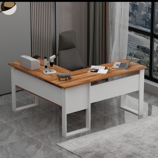 Landi Ofis Masası Beyaz Kemençe