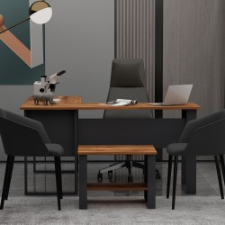 Landi Sehpalı Ofis Masası Antrasit Kemençe
