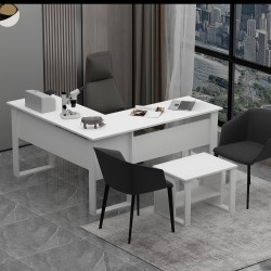 Landi Sehpalı Ofis Masası Beyaz