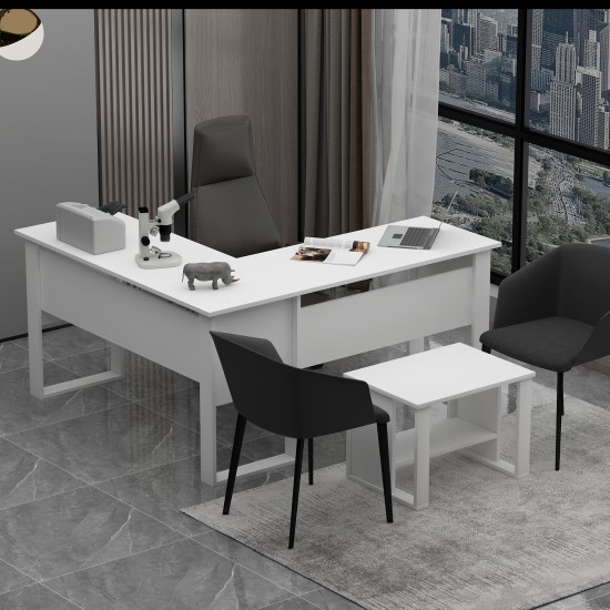 Landi Sehpalı Ofis Masası Beyaz