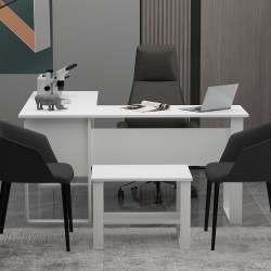 Landi Sehpalı Ofis Masası Beyaz