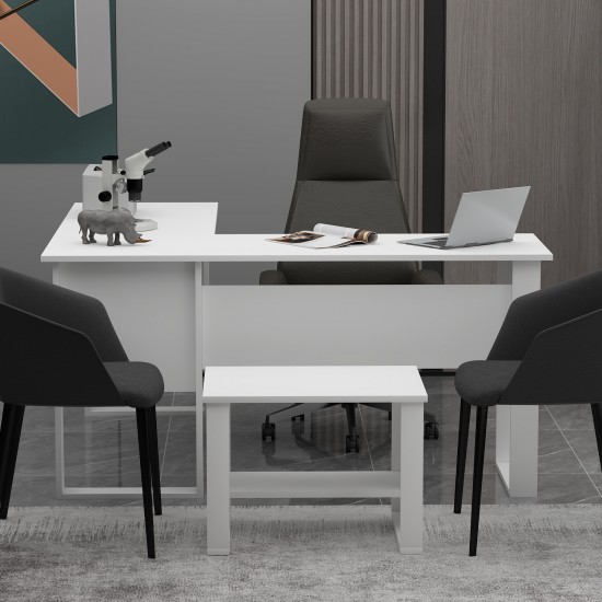 Landi Sehpalı Ofis Masası Beyaz