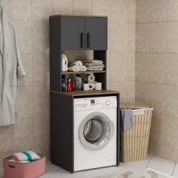 Mia Çamaşır Makinesi Dolabı Antrasit Ceviz