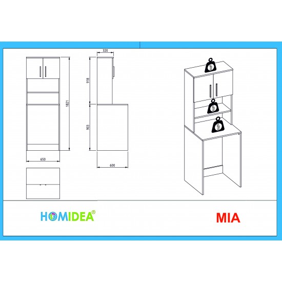 Mia Çamaşır Makinesi Dolabı Antrasit Ceviz