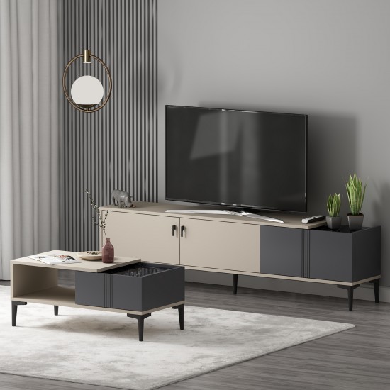 Modena Salon Takımı Kumtaşı Antrasit