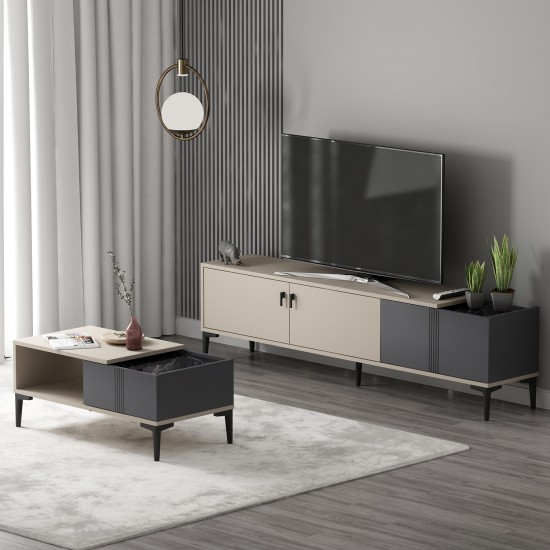 Modena Salon Takımı Kumtaşı Antrasit