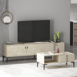  MODENA TV ÜNİTESİ VE ORTA SEHPA TRAVERTEN