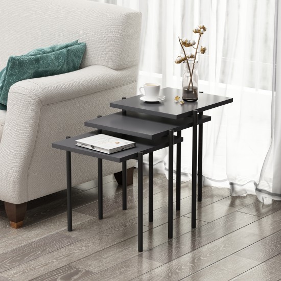 Nest Zigon Sehpa Antrasit Modern 3’lü Yan Sehpa Takımı