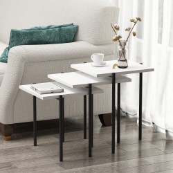 Nest Zigon Sehpa Beyaz Modern 3’lü Yan Sehpa Takımı