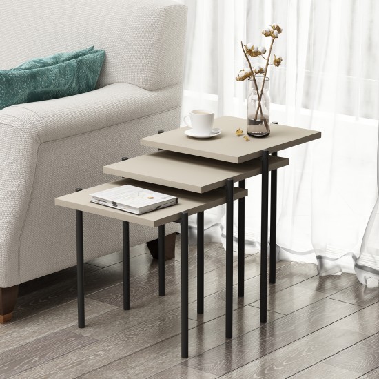 Nest Zigon Sehpa Kumtaşı Modern 3’lü Yan Sehpa Takımı
