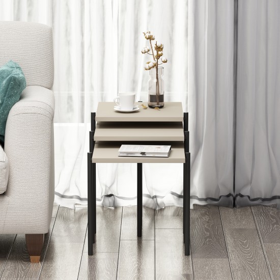 Nest Zigon Sehpa Kumtaşı Modern 3’lü Yan Sehpa Takımı