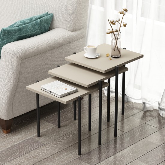 Nest Zigon Sehpa Kumtaşı Modern 3’lü Yan Sehpa Takımı