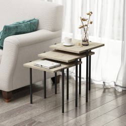 Nest Zigon Sehpa Traverten Modern 3’lü Yan Sehpa Takımı