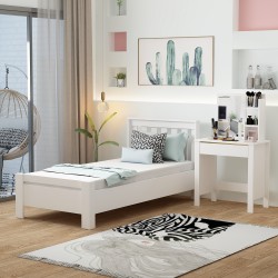 2 Set Yatak Odası Takımı Beyaz Optima Karyola Gupse Makyaj Masası