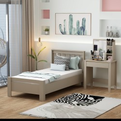 2 Set Yatak Odası Takımı Kumtaşı Optima Karyola Gupse Makyaj Masası