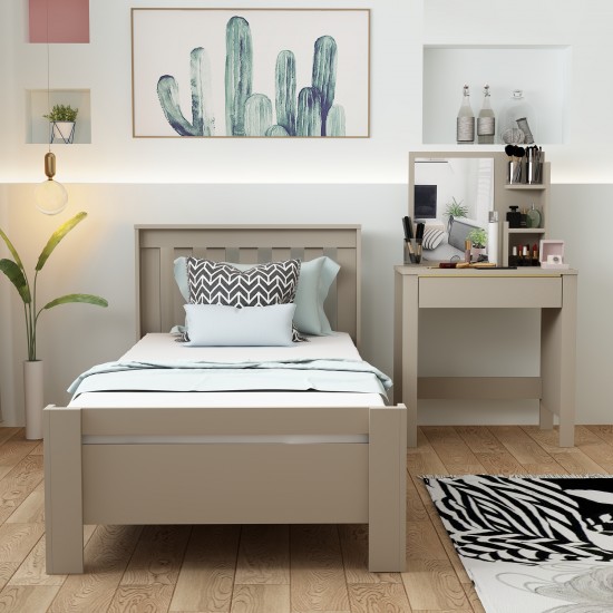 2 Set Yatak Odası Takımı Kumtaşı Optima Karyola Gupse Makyaj Masası