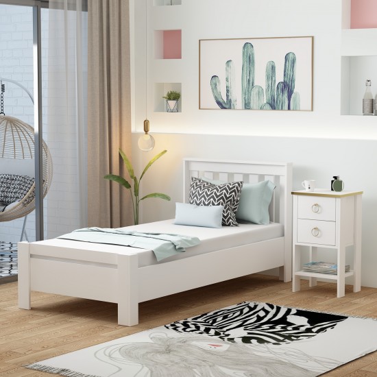 2 Set Yatak Odası Takımı Beyaz Optima Karyola Cevher Komodin