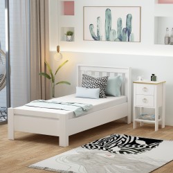 2 Set Yatak Odası Takımı Beyaz Optima Karyola Cevher Komodin