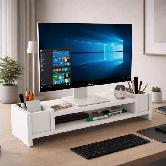 Ordena Beyaz Ergonomi Monitör Yükselticisi