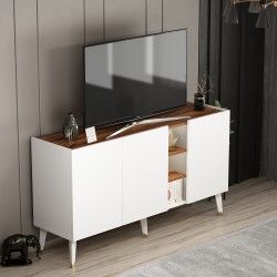 Scandi Konsol Beyaz Kemençe Çok Amaçlı Konsol Gümüşlük TV Sehpası 150 cm