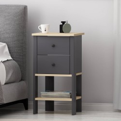 Sem 2 Çekmeceli Komodin - Antrasit Safir Meşe