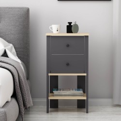 Sem 2 Çekmeceli Komodin - Antrasit Safir Meşe Sem 2 Çekmeceli Komodin - Antrasit Safir Meşe