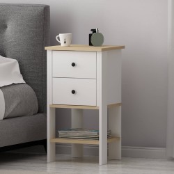 Sem 2 Çekmeceli Komodin Beyaz Safir Meşe