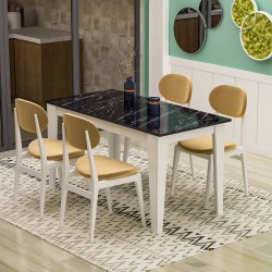 Şimal Yemek Masası 120x72 Beyaz Royal Mermer