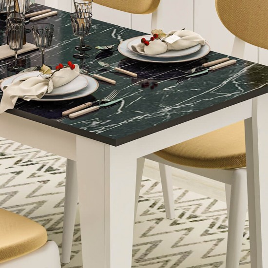 Şimal Yemek Masası 120x72 Beyaz Royal Mermer