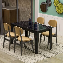 Şimal Yemek Masası 120x72 Siyah - Royal Mermer