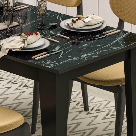 Şimal Yemek Masası 120x72 Siyah - Royal Mermer