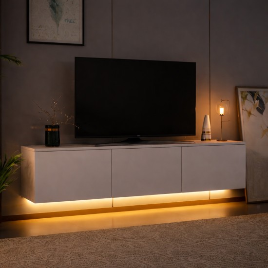 Vesta Ledli TV Ünitesi – Işıklı Ledli Kapaklı TV Ünitesi Beyaz