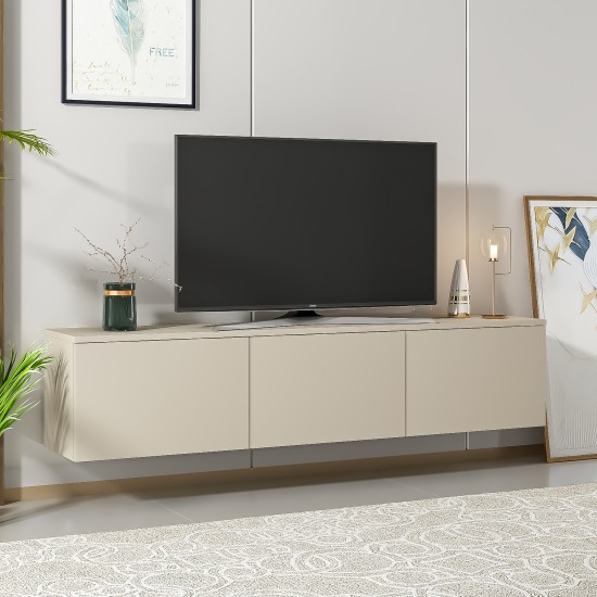 Vesta Ledli TV Ünitesi – Işıklı Ledli Kapaklı TV Ünitesi Kumtaşı
