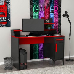 Zeta Çalışma Masası Siyah Kırmızı